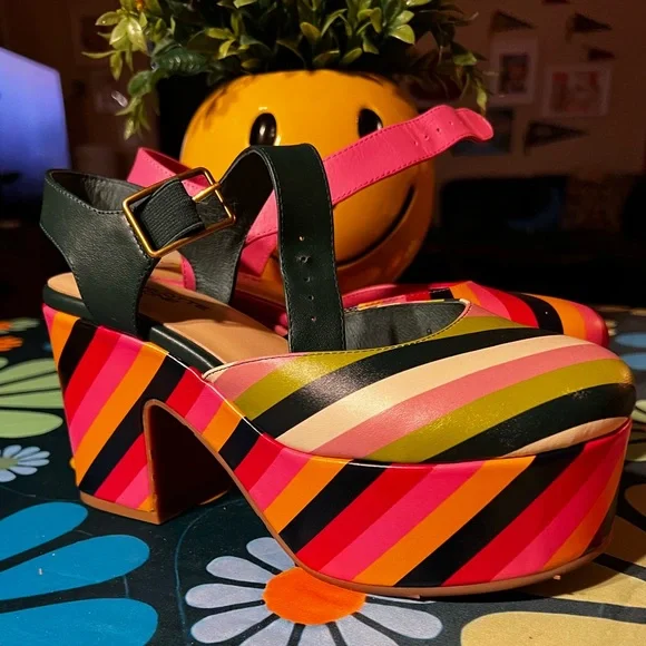 Charlotte Stone Multicolor Striped Platform Shoes - Picture 4 of 7